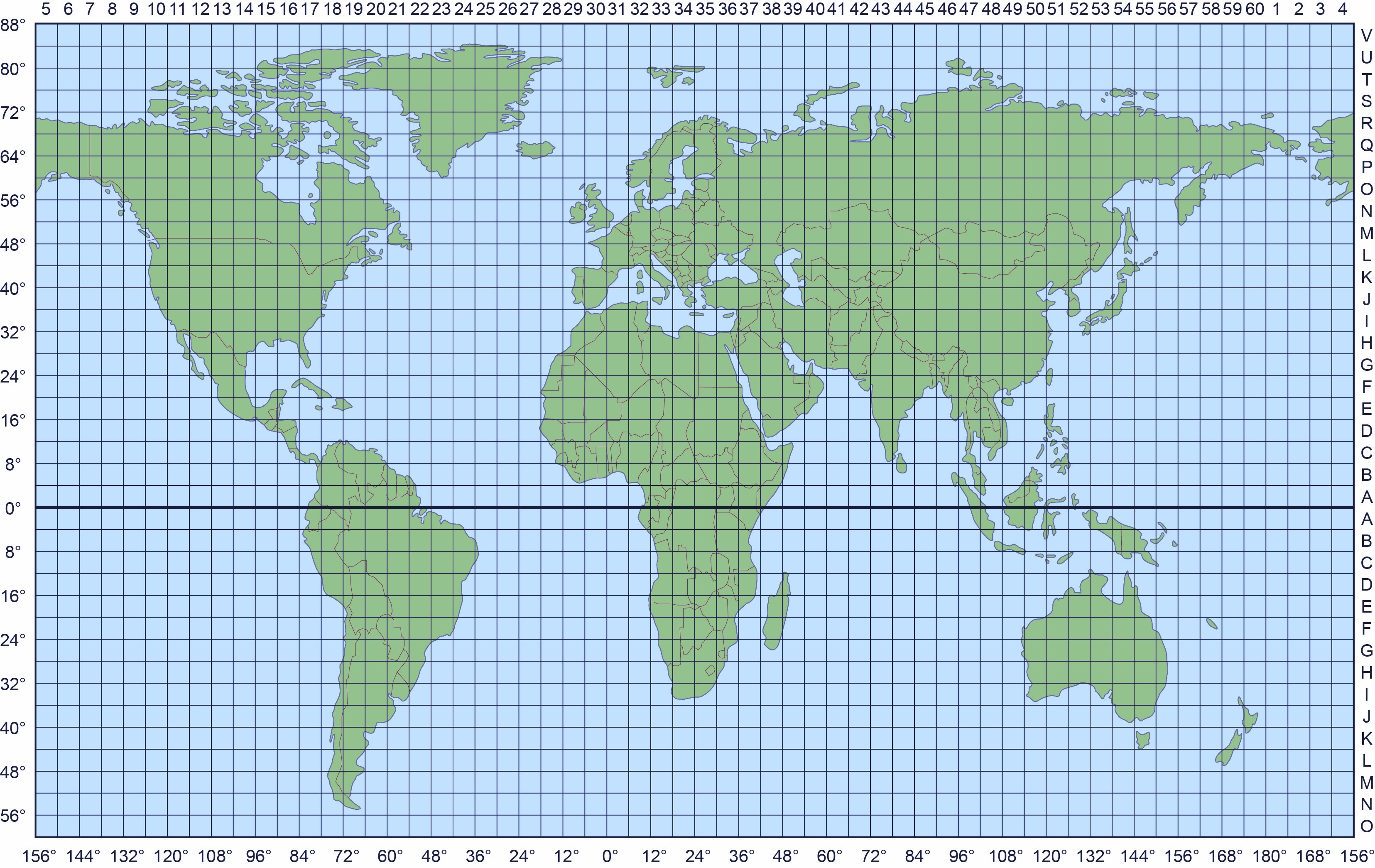 world map with latitude and longitude grid